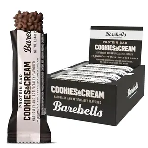 Barebells Protein Bars Cookies & Cream - 12 Count, 20g High Protein Treats - Chocolate Nutrition Bar with 1g Total Sugars - On-The-Go Breakfast or Post
