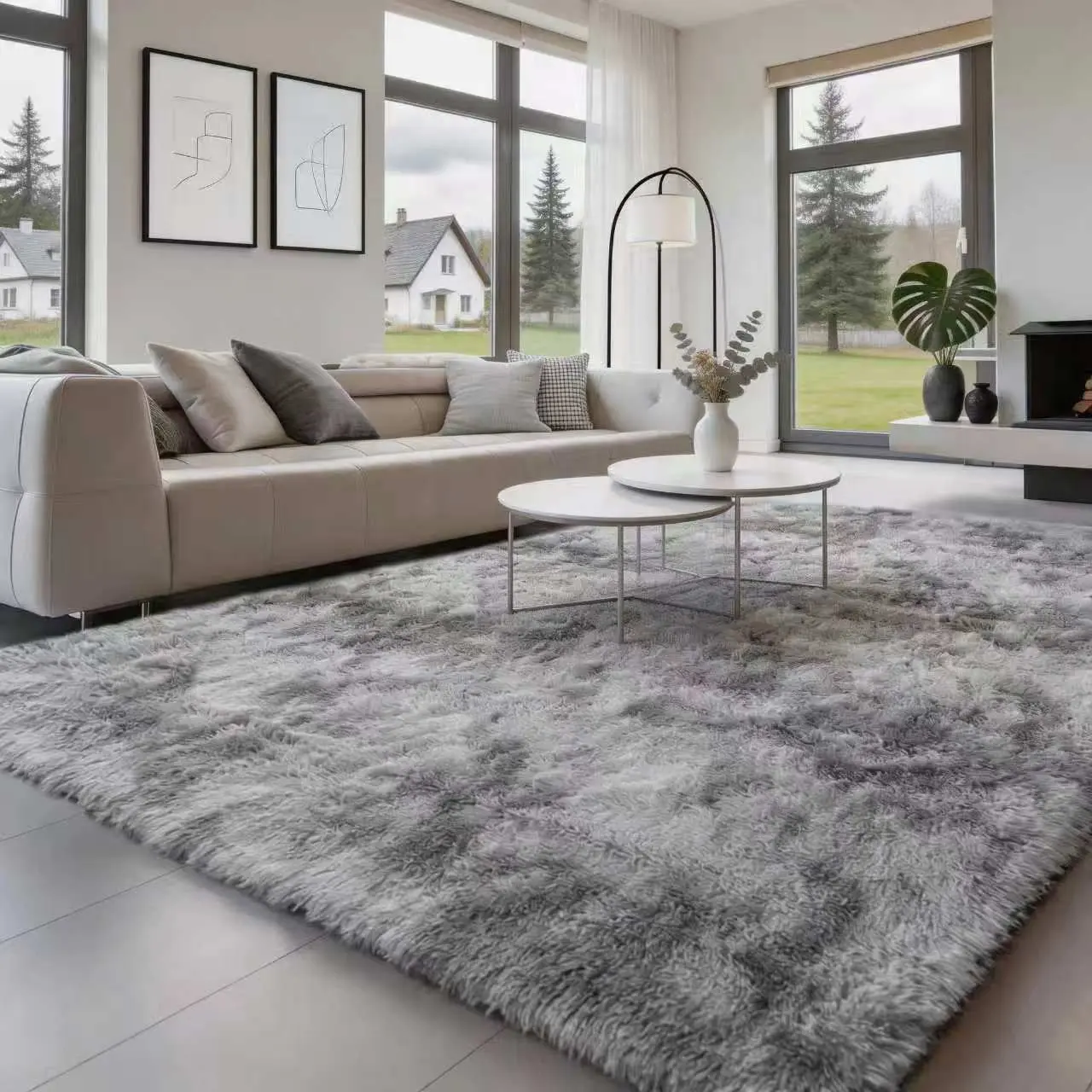 Luxury Shaggy Faux Fur Rug for Bedroom & Living Room, Non-Slip Soft Plush Floor Carpet for Home Decor, Cozy Fluffy Accent Mat