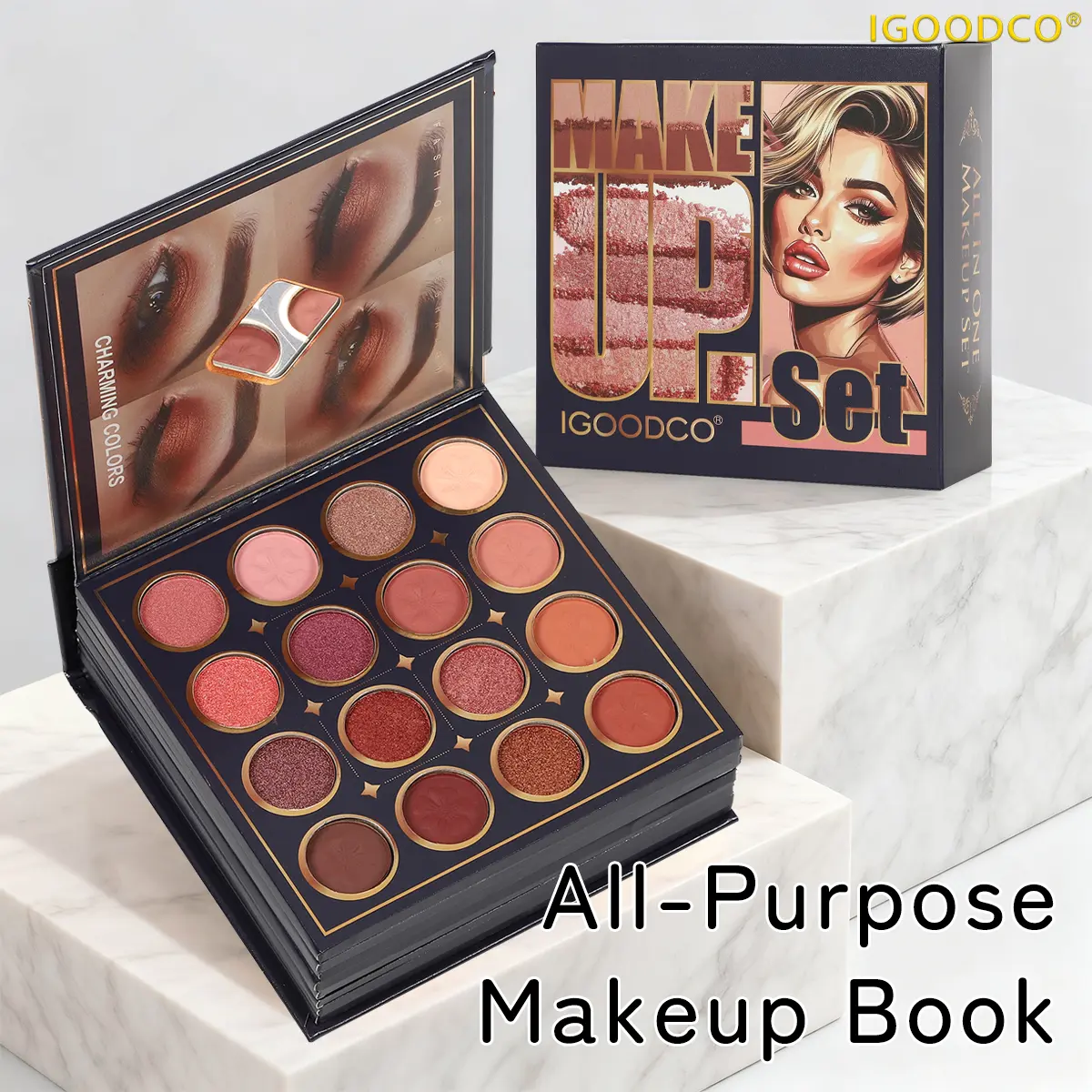 Igoodco 67-Shade Compact Multi-Color Eyeshadow Palette - European & American Style, Glossy & Matte Finishes, Cosmetic Beauty Product for Eye Makeup & Blush Application, Beauty Products Eyeshadow Palette Kit Warm Neutrals Eyeshadow