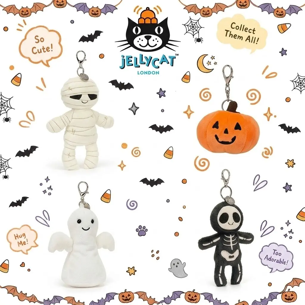 Jellycat Halloween Plush Keychain - Cute Aesthetic Bag Charm, Fashion Accessory for Women, 2026 Trendy Gift (Toys & Hobbies Classic Novelty Stress Relief Toy)