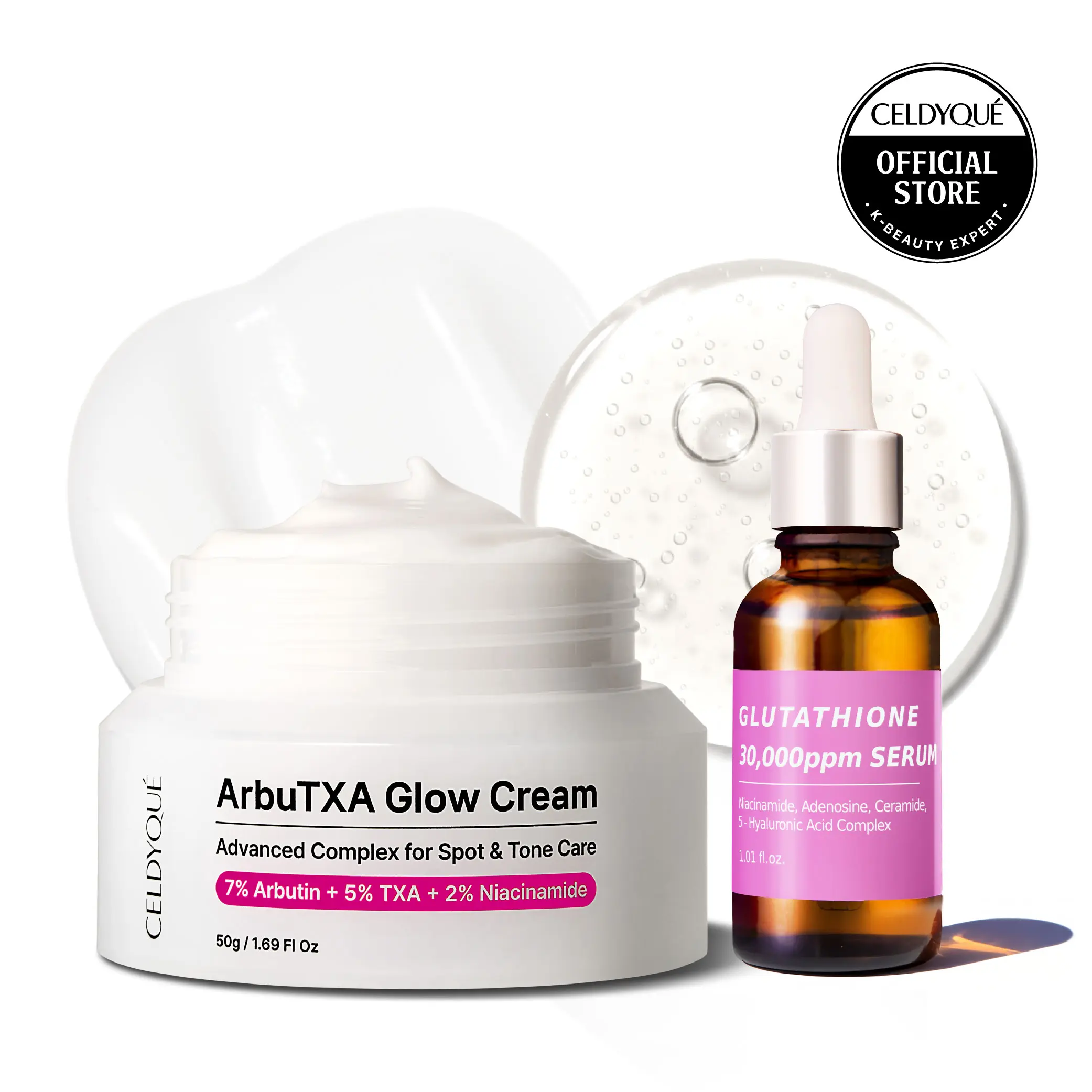[CELDYQUE] Glutathione 30,000ppm + Arbutin 7% TXA Dark Spot Duo – Even Skin Tone & Radiance | Niacinamide K-Beauty Set