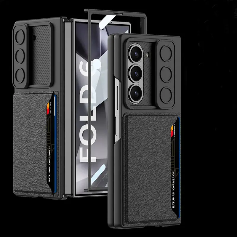 Compatible with Z Fold7/Z Fold6/Z Fold5/Z Fold4 PU leather and matte PC shockproof case, with built-in screen protector and hinge protection for the phone case-HN617