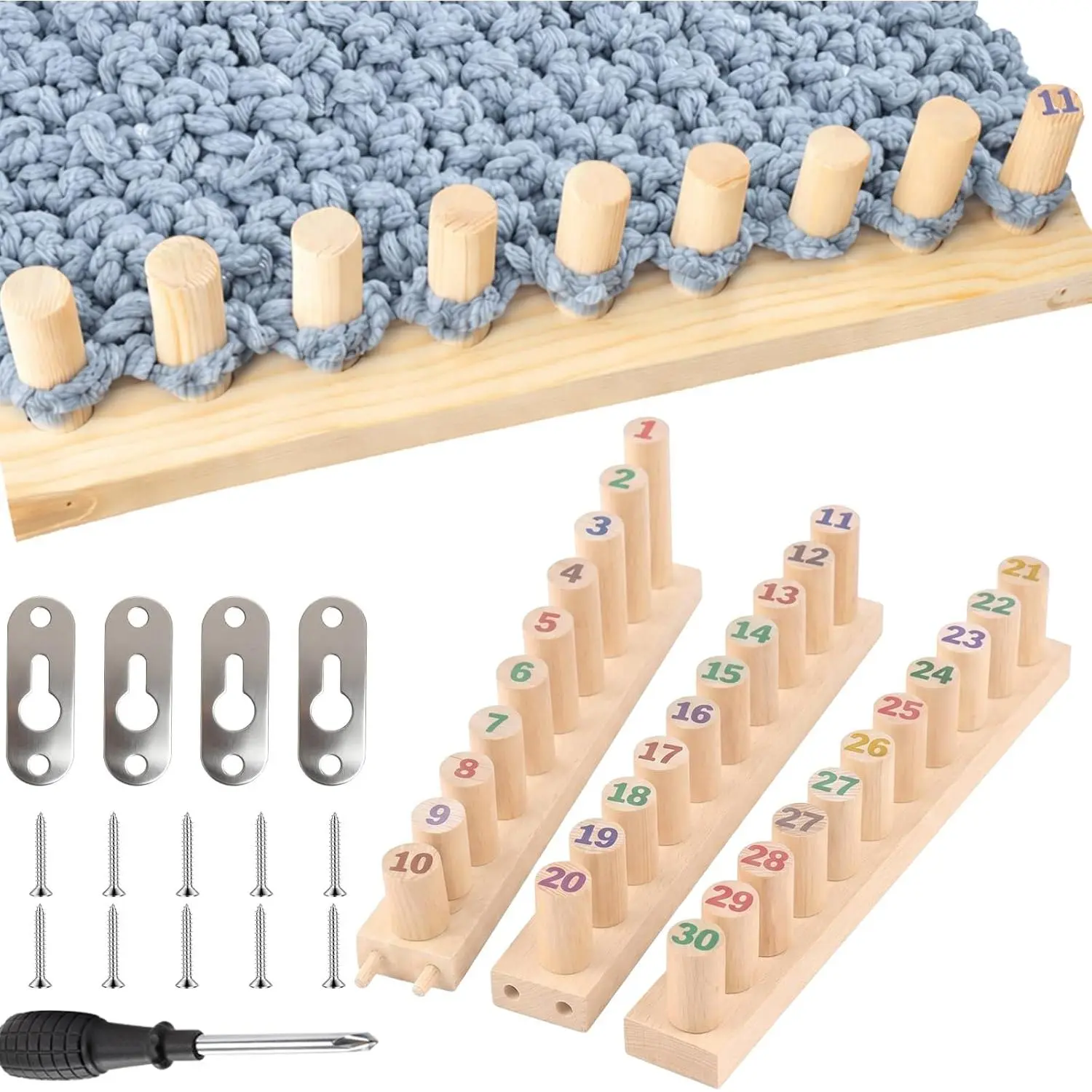 46 Inch Wooden Chunky Yarn Loom - for Chunky Blanket with Numbered Pegs, Easy-to-Use Knitting Blanket Loom for Beginners, DIY Enthusiasts, Ideal   for Chunky Knitting Lovers