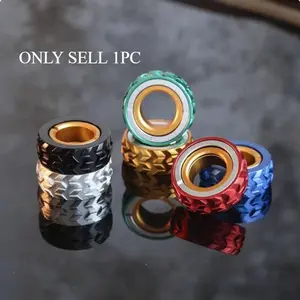 Edc Finger Spinner Top, Alloy Material, Magnetic Segment Ratchet Ring, Mechanic's Fidget Toy, Stress Relief Fidgeting, Includes Leather Case and Detachable Piece, Stress Relief Tools