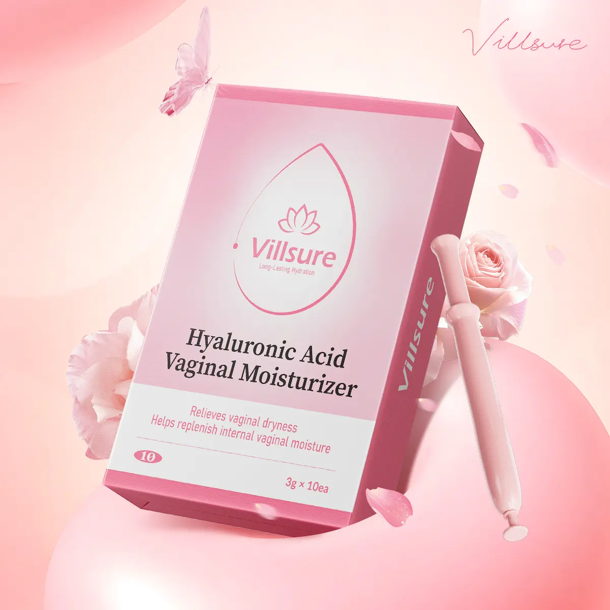 (10PCS) Villsure Intimate Moisture Support Gel with Hyaluronic Acid | Gentle & Soothing & Daily Comfort | Soft & Soothing Care
