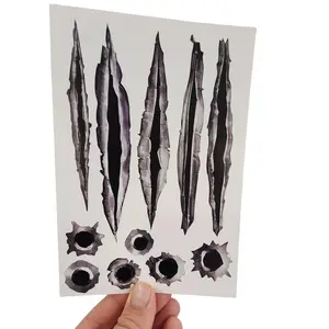 Fake Realistic Bullet Hole and Claw Mark 3M Vinyl Sticker Decal 11 Pack Peel and Stick