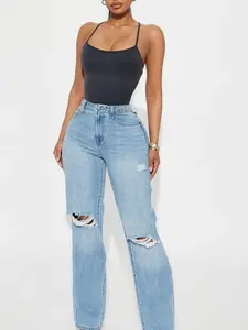 London High Rise Straight Leg Jean - Medium Wash