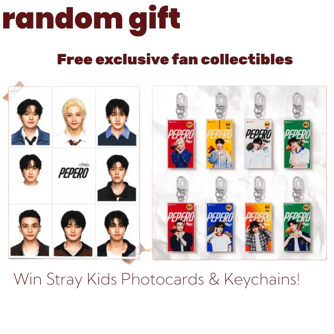 [EXCLUSIVE GIFT NOT FOR SALE] LOTTE PEPERO Chocolate Biscuit Stick Collector's Edition, Cute Fashion Aesthetic Keychain - 1 StrayKids Keyring Stick, 1 StrayKids Photocard