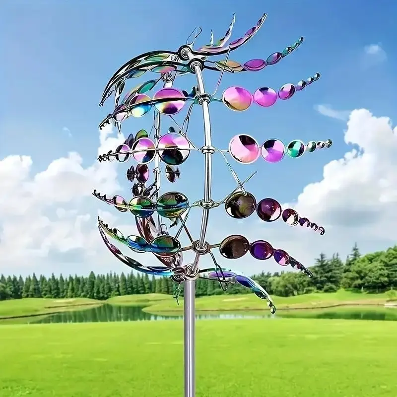 Metal Outdoor Windmill, Rainbow Color Rotating Motion, Durable Metal Structure, Garden Decor, Garden Accessories, Air Purification, Modern Art Wind Turbine