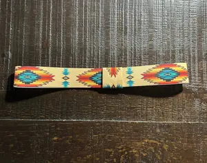 Cream, Red and Turquoise Elastic Hat Band 1.25 inch