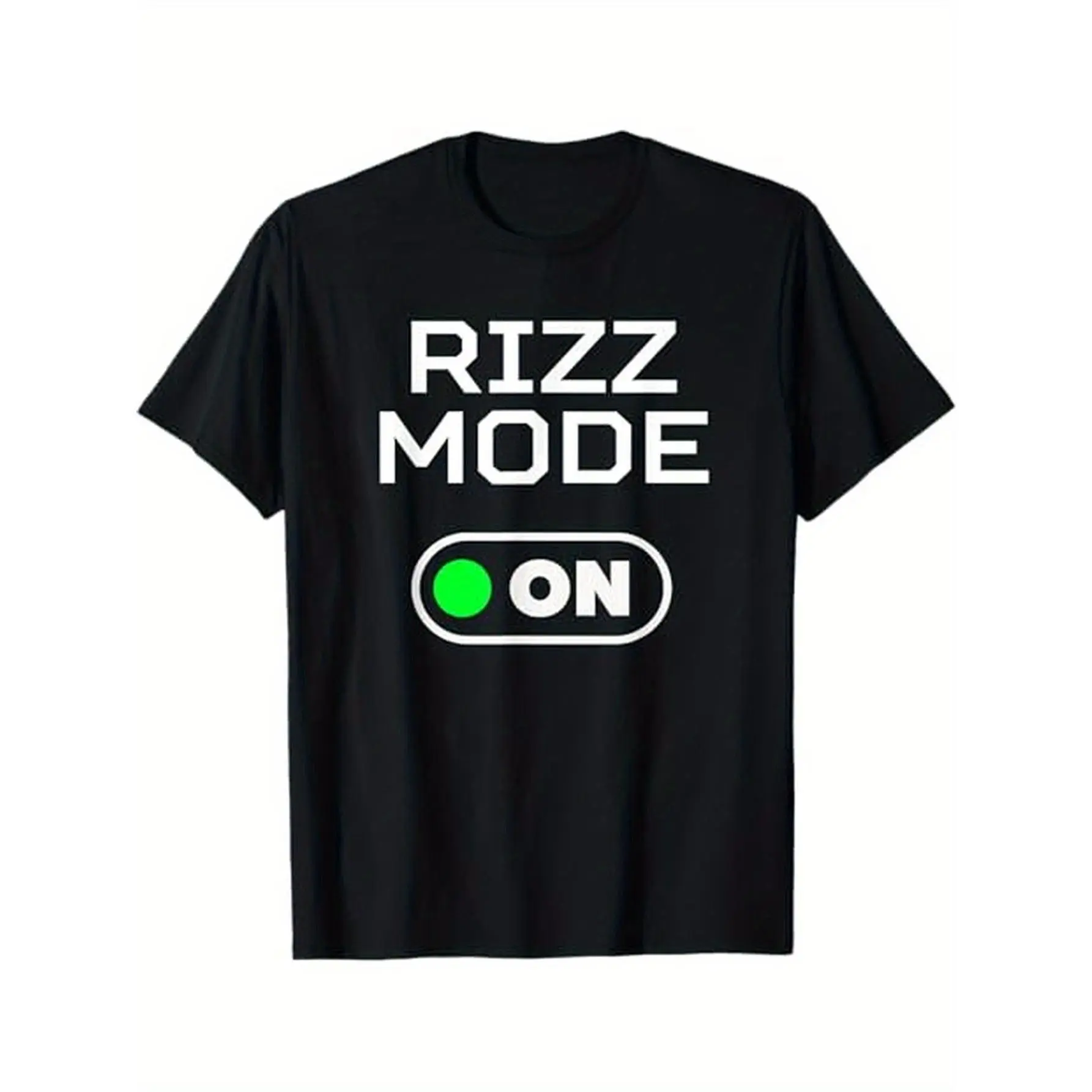 Men's 'Rizz Mode On' Funny Graphic T-Shirt, Short Sleeve Round Neck Casual Wear Tee for Parties and Dating