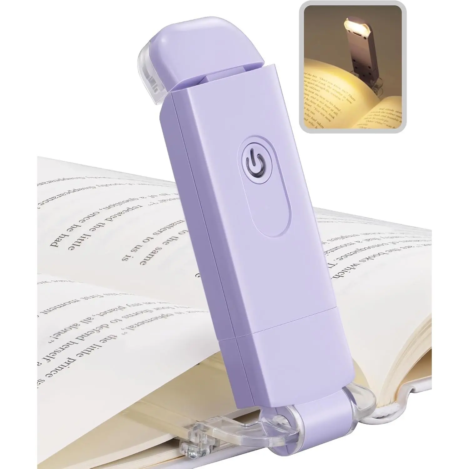 USB Rechargeable Book Light for Reading in Bed, Clip-on LED Reading Lamps Portable Bookmark Lights for , Book Lovers, Warm White, Brightness Adjustable for Eye Protection (Purple)