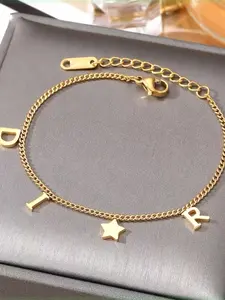Fashion Personalized Korean Letter Star Bracelet, Simple Stainless Steel Women's Hand Chain, Unique Style Jewelry