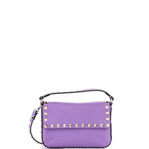 Pre-owned Valentino material Messenger Bags Garavani Rockstud Top Handle Crossbody Pouch Leather Mini by Rebag