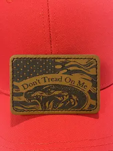 Don't Tread On Me American Flag Leather Patch, Patriotic Hat Patch, American Flag Iron on, for Jackets, Hats, Cases, Backpacks and More
