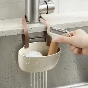 Kitchen Sink Hanging Bag Holder, Sponge Rack for Dish Washing, Drain Basket for Kitchen Sinks, Dish Drying Organiser, Space-Saving Design, Easy Installation Hanging Baskets