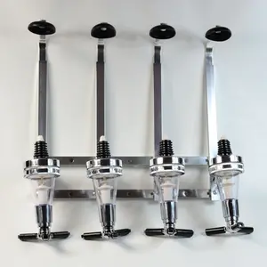 Wine Liquor Dispenser Wall Mount Stand Rack Beer Alcohol Holder Bar 4 Bottle Utensils Aluminium Steel Stainless