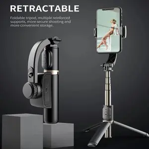 Handheld Gimbal 360° Stabilizer with Aluminum Tripod Bluetooth-compatible Selfie Stick, Compatible with iPhone and Xiaomi Video Recording