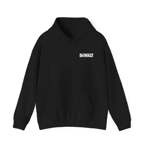 DEWALT Logo Hoodie | Black Workwear Pullover, Small Chest Print