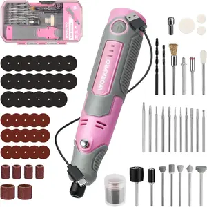 Tool Kit with 71pcs Accessories, 3 Variable Speeds, USB Mini Tool for Engraving, Sanding, Polishing, Carving, Cutting, - Pink Ribbon