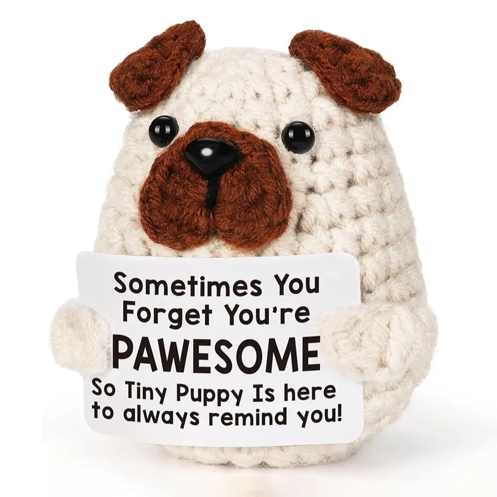 Positive Affirmations Decor Signs for Women Friends, Emotional Inspirational Support Gifts, Handmade Crochet Present for Dog Lovers, Soft Cuddly Gift, Soft Huggable, Soft Stuffed