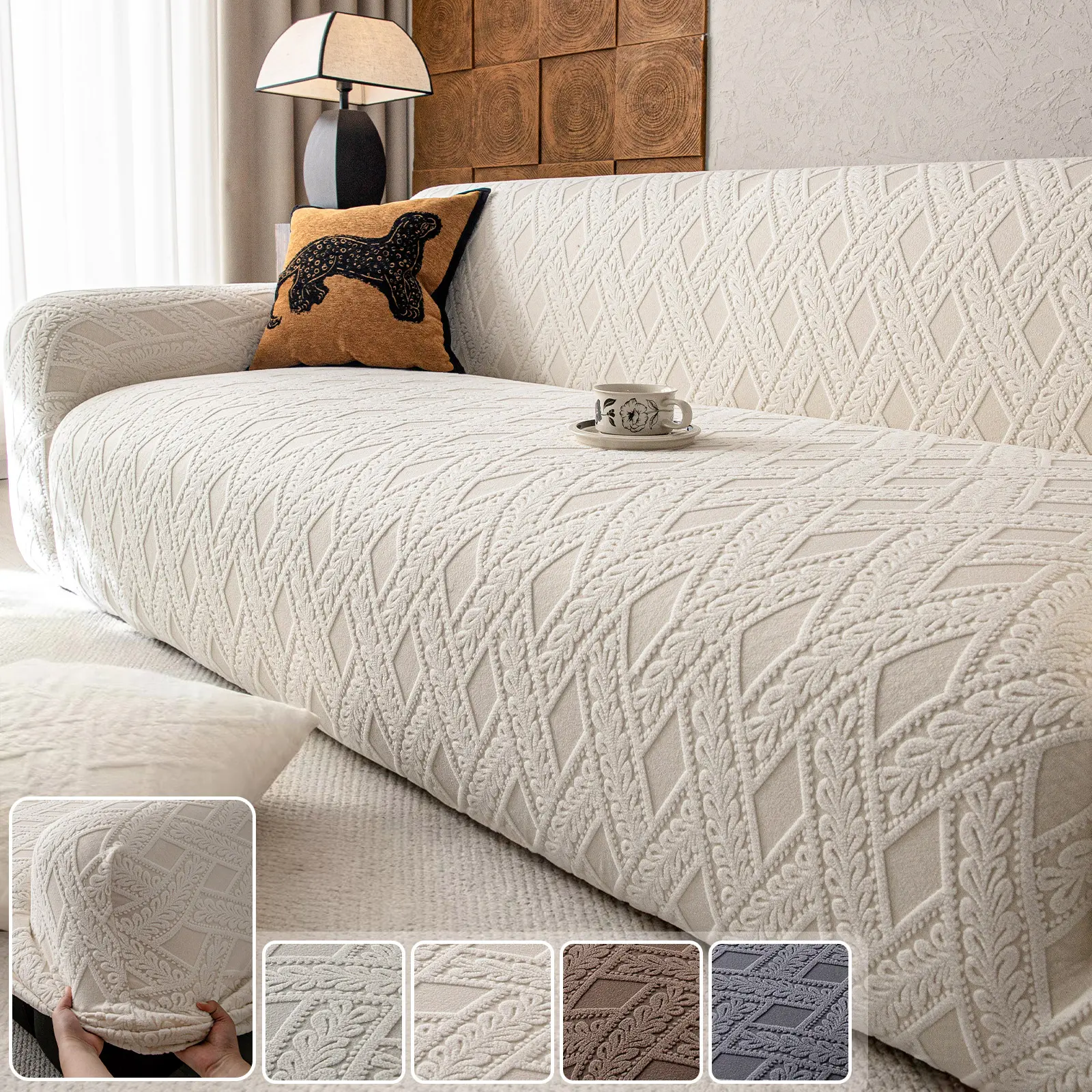 1pc Wicker Sofa Slipcover Full Coverage, All-Season Universal Fit, Reusable Elastic Fabric, Contemporary Style, Elastic Furniture Protector, Stretch Sofa Cover, Sofa Covers Washable, Winter Use