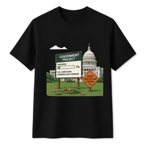 Funny Government Project Graphic T-Shirt for Men and Women, Classic Soft Cotton Top with Political Satire for All-Day Office Humor