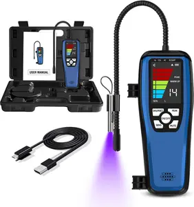 Refrigerant Leak Detector, ALD-200 Freon Leak Detector with Visual Audial Alarm, HVAC Halogen Gas Sniffer Freon Leakage Tester with Rechargeable Battery Car Refrigerator R22 R410A R134A HVAC Tools with Carry Tool Box Portable digital meter uv light 410 a