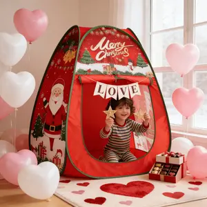 Christmas Theme Outdoor Picnic Kids' Play Tent, Indoor Play House Yurt, Portable Dollhouse, Perfect Xmas Present for Children