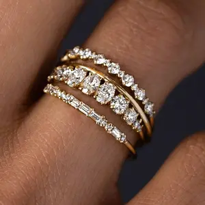 Elegant Stackable Ring with Synthetic Zirconia | Minimalist Promise for Women, Ideal for Wedding and Engagement, Luxurious Zinc Alloy and Cubic Zirconia Design