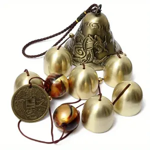Large outdoor lucky wind chimes, meaning auspicious, home garden hanging decorative gifts, copper decorations.