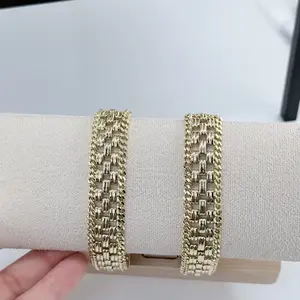 14K Gold Plated Woven Bracelet for Men or Women (7.5in)  - Stylish and Durable Design Perfect for Everyday Wear