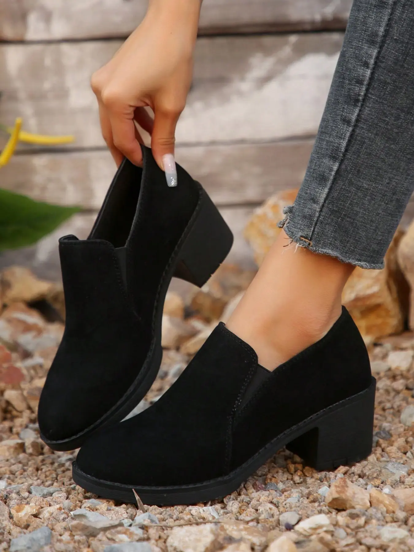 Women's Solid Color Thick Heeled Rubber Boots, New Style Casual Fashionable Round Toe Boots for Daily Wear, Comfortable Women's Shoes for Daily Wear, Fashion Booties, Trendy Boots