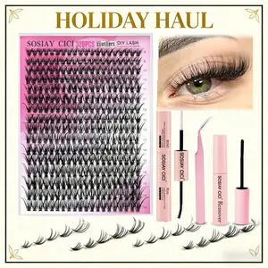 Wispy Natural Lash Extensions Kit, 320PCS Fluffy Individual Lash Clusters with Full Tools, DIY At Home Lash Set for Spring Glow Up