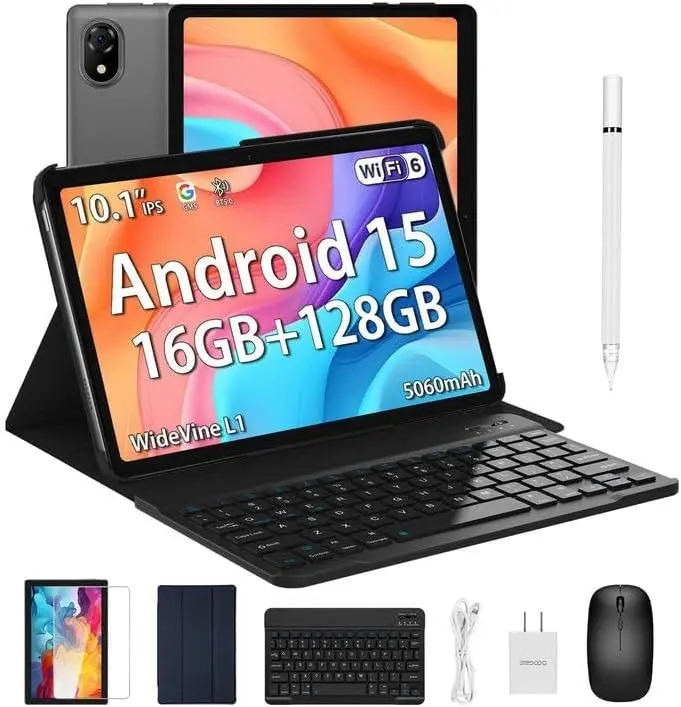 DOOGEE U10-VIP Android 15(2025)with Mouse, keyboard, stylus, data cable, protective film, protective case,10 inch,16GB+128GB/2TB Expand, 2.0GHz Quad Core Gaming Tablets with 1280x800 IPS HD Touchscreen,WiFi 6/5060mAh/Dual Camera/BT 5.0/OTG