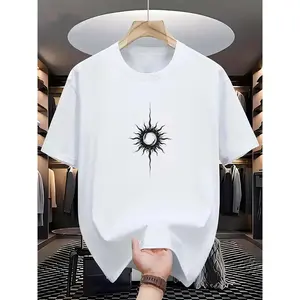 Men'S Quick-Dry T-Shirt - Breathable, Casual Crew Neck Tee with Sunburst Graphic, Lightweight & Comfortable for Summer, Everyday Tshirt |   Sunburst Graphic Tee |   Comfortable Fit