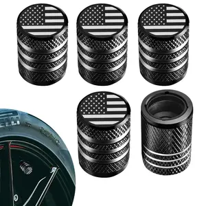 5-Piece Tire Valve Stem Caps, Tire Pressure Caps with American Flag Design, Durable Metal & Plastic Construction, Leak-Proof Sealing, Universal Fit for Cars & Bikes