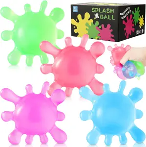 4pcs Fidget Toys Stress Balls for Kids Splat Tastic Squishy Toy Stress Splat Toy Squishies Anxiety Stress Relief Ice Squishy Stress Cube Malt Sugar Balls Sensory Ball for Adults Kids with Autism