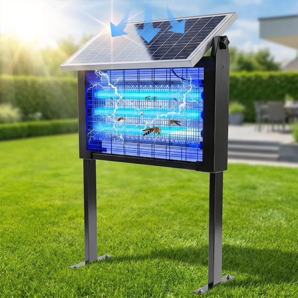 Solar Bug Zapper Outdoor Waterproof Electric Mosquito and Fly Zapper with Smart Light Sensor Rechargeable Solar Powered Trap for Patio, Backyard, Garden, Camping, and Indoor Use