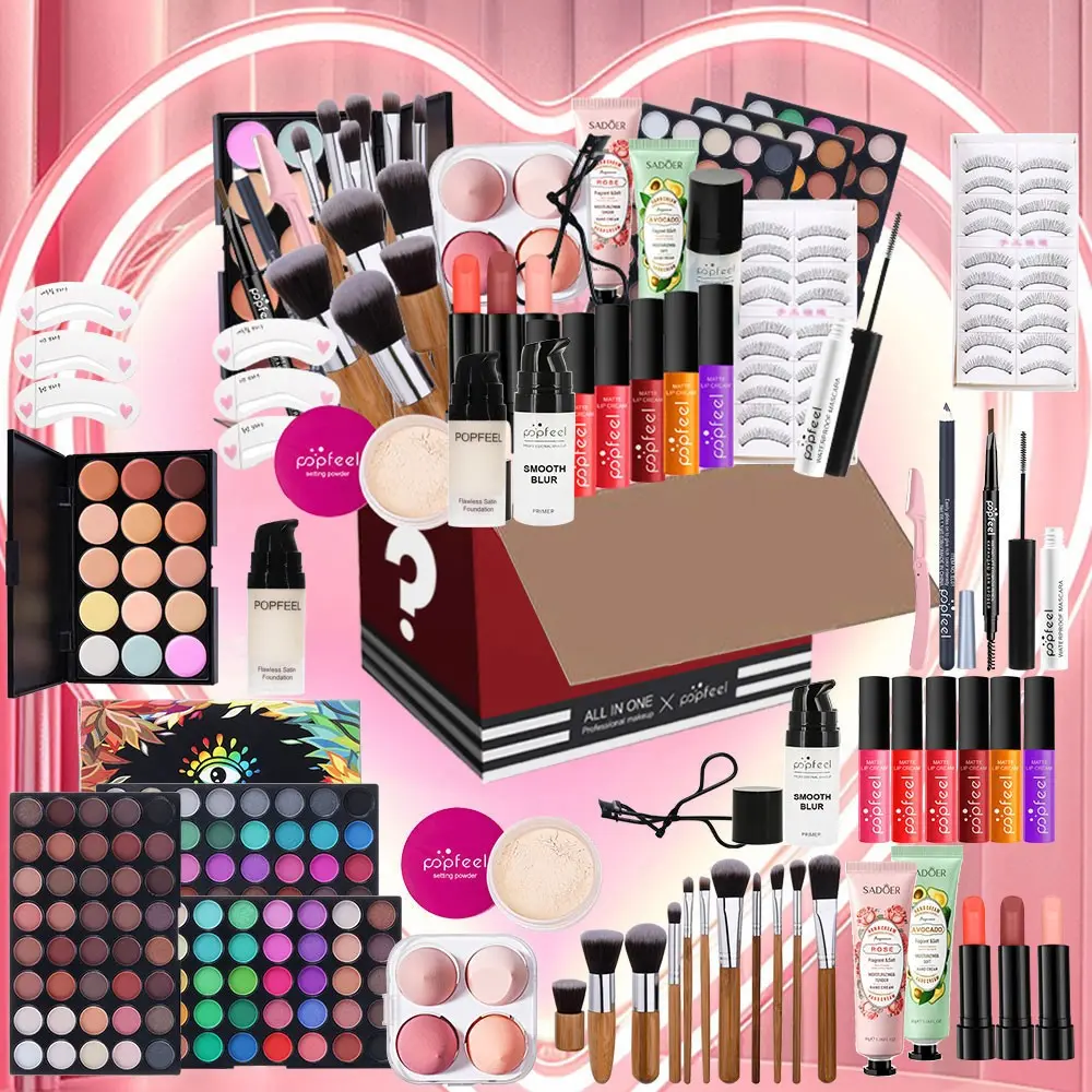Popfeel Ultimate Makeup Set, Cosmetic Makeup Set, Cosmetics Kit, 15-Piece All-In-One Flawless Makeup Kit, Makeover Kit, Live Beauty Series, Eyeshadow Set, Essential for Beginners & Professionals, Perfect Gift