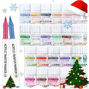 Languo 9 Counts Liquid Soft-Tip Acrylic Marker Set, Watercolor Painting Pens, Stackable Brush Marker Pen, Stackable, Auto Ink Control, Acrylic Paint Markers, Ideal for Art Creation