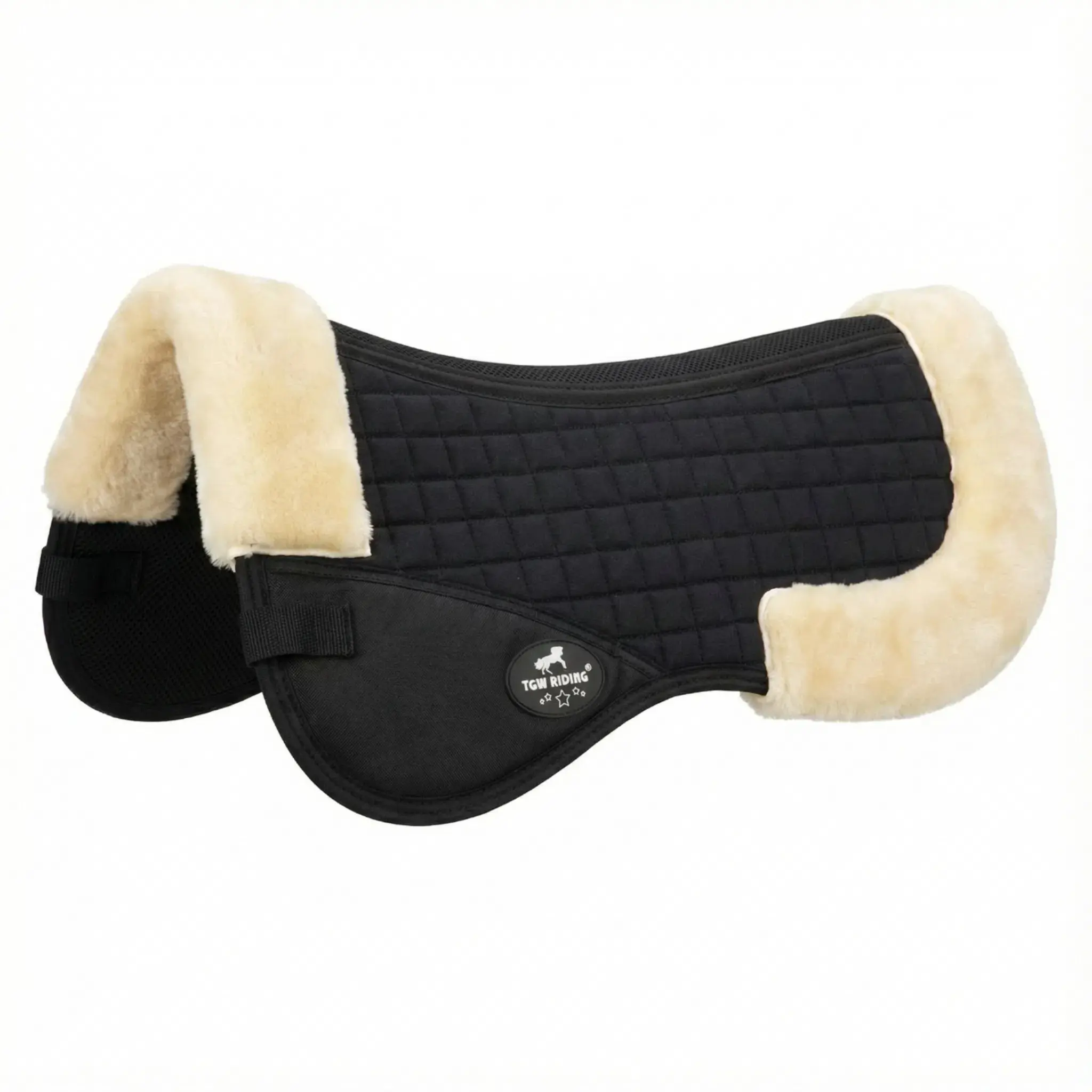 Faux Fur Horse Half Pad, Western 1 Count Essential Durable Breathable Cushioning Design Horse Saddle Pad, Equestrian Supplies for Horse Riding, Horseback Riding Gear, Equine Supplies, Outdoor Recreation Equipment