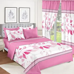 Super soft   8 pieces sheet set king flat (108*102)x1pcs    King fitted(78*80)x1pcs pillowcase (20x36)x4 printed curtain (54x84)x2pcs