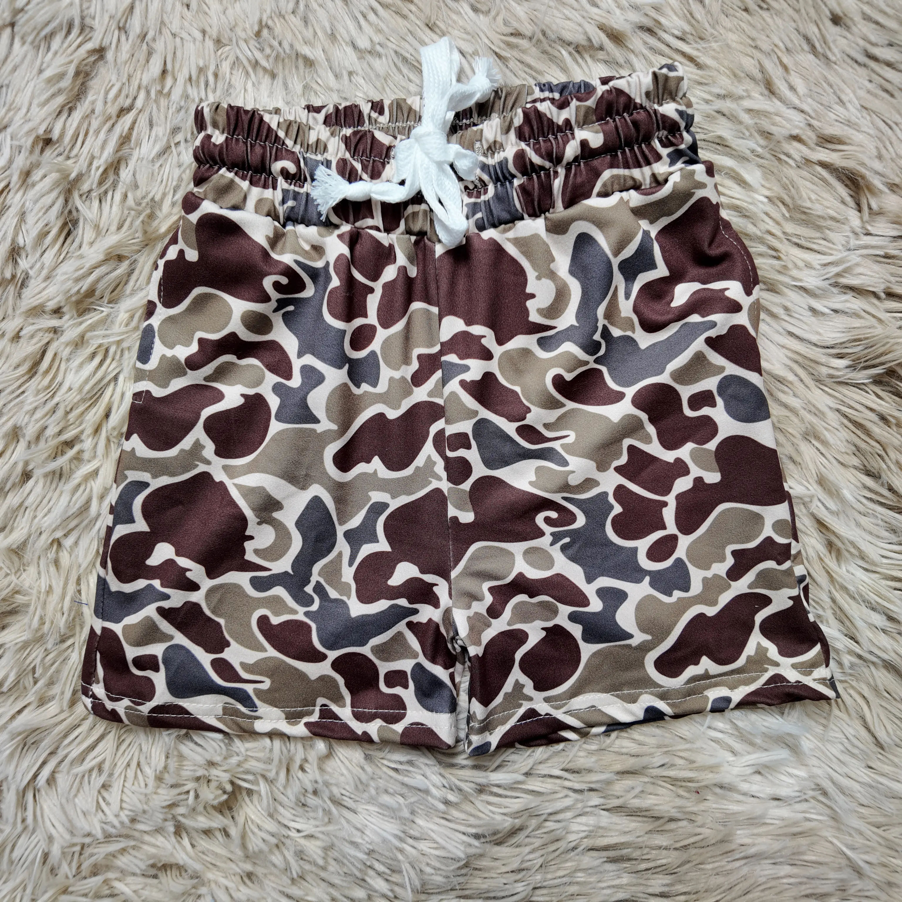 Camouflage printed pockets elastic waist shorts hunting boys summer bottoms