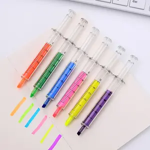 6pcs Syringe Shaped Multicolor Highlighter, Creative Funny Student Multicolor Marker, Art Markers For School, Drawing, Writing, Journaling
