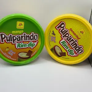 Pulparindo Rim Dip - Original or Mango Tamarind Pulp, Spicy and Sweet Candy in Dippable Container, Made With Real Fruit De La Rosa, Great for Drinks