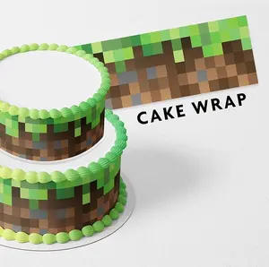 Cakecery Mine Blocks Kids Craft Pixel Game Edible Icing Image Cake Border Strips Decoration Frosting Sheet Strips