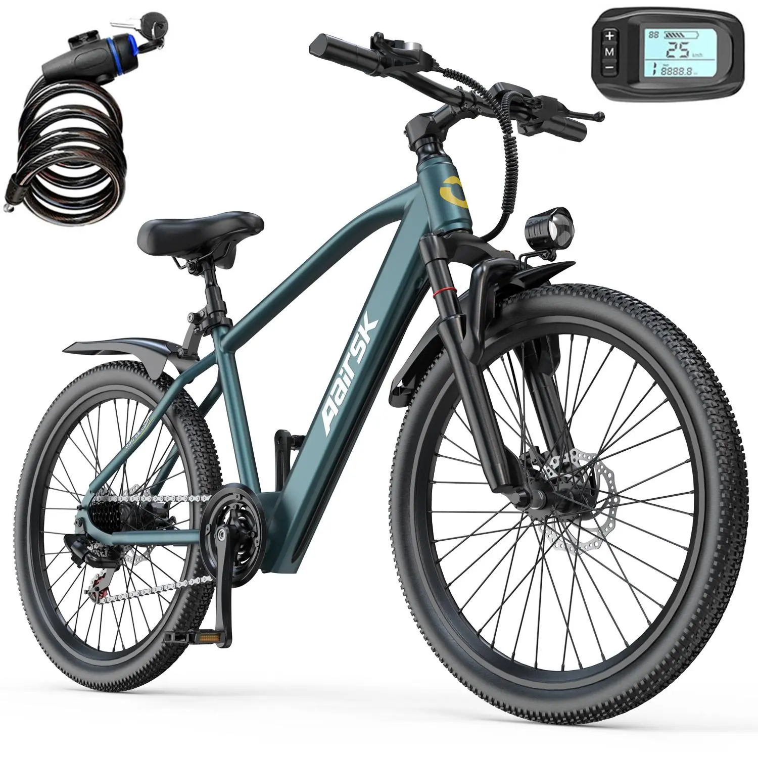 Adults' GT300 Electric City Cruiser Ebike - 26-Inch Wheels, 36V 10Ah Removable Battery, 25 MPH Max Speed, 20-40 Mi Range, 7-Speed Shimano, NFC Unlock, Commuting-Friendly, Mudguards & Gift Pack Included, Ebikes For Adults