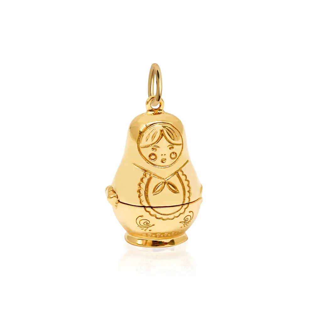 Matryoshka Doll Charm Russia Gold
