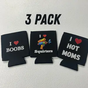 I LOVE BOOBS, SQUIRTERS, AND HOT MOMS CAN COOLERS, KOOZIES Drinkware Set Stylish